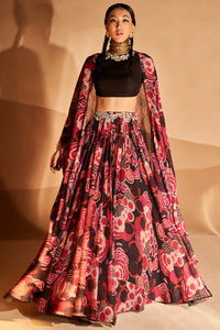 Black Gulbahar Cape and Skirt Set