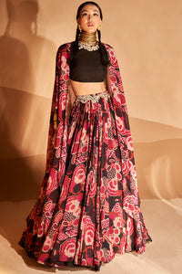 Black Gulbahar Cape and Skirt Set