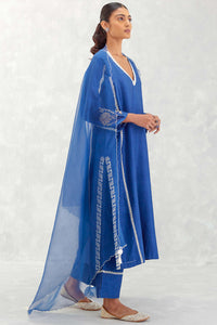 Blue Embroidered Chanderi Kurta Set