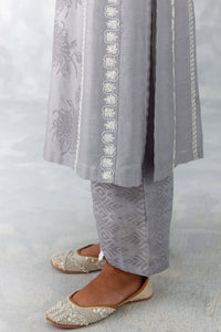 Grey Embroidered Chanderi Kurta Set