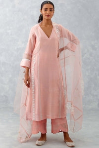 Blush Pink Embroidered Chanderi Kurta Set