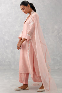 Blush Pink Embroidered Chanderi Kurta Set
