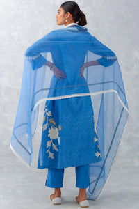 Blue Embroidered Chanderi Kurta Set
