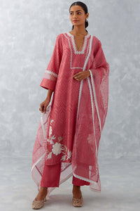 Rose Pink Embroidered Chanderi Kurta Set