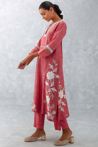 Rose Pink Embroidered Chanderi Kurta Set