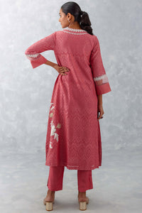 Rose Pink Embroidered Chanderi Kurta Set