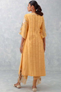 Peach Embroidered Chanderi Kurta Set