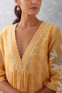 Peach Embroidered Chanderi Kurta Set