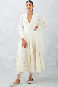 Ivory Embroidered Chanderi Anarkali Set