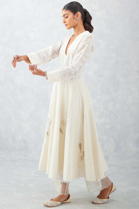 Ivory Embroidered Chanderi Anarkali Set