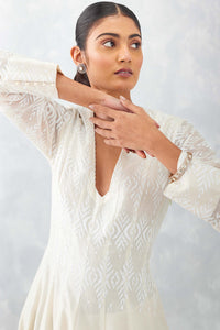 Ivory Embroidered Chanderi Anarkali Set