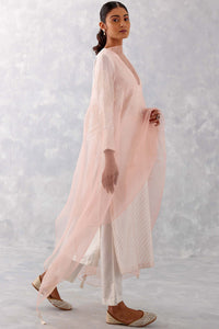 Ivory Pink Pin tucks Embroidered Kurta Set