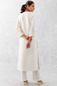 Ivory Mango Pin tucks Embroidered Kurta Set