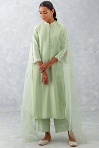 Sea Green Pin Tucks Embroidered Kurta Set