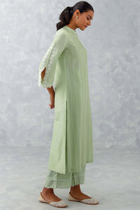 Sea Green Pin Tucks Embroidered Kurta Set