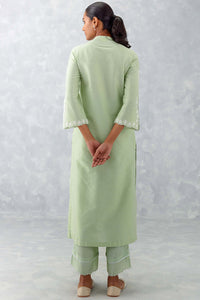 Sea Green Pin Tucks Embroidered Kurta Set