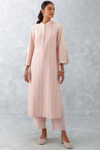Blush Pink Pin Tucks Embroidered Kurta Set