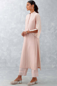 Blush Pink Pin Tucks Embroidered Kurta Set
