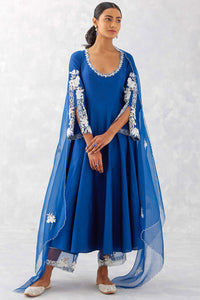 Blue Embroidered Anarkali Set