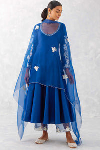 Blue Embroidered Anarkali Set