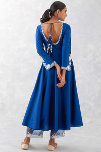 Blue Embroidered Anarkali Set