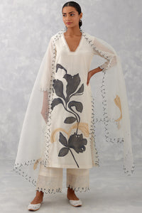 Ivory Hand Painted Chanderi Kurta Set