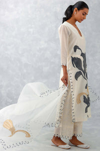 Ivory Hand Painted Chanderi Kurta Set