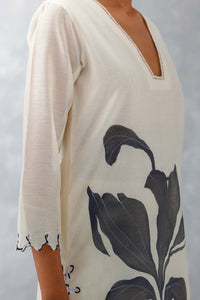 Ivory Hand Painted Chanderi Kurta Set