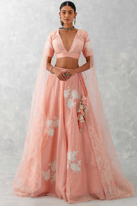 Pink Floral Embroidered Silk Lehenga Set