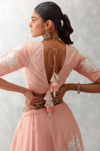 Pink Floral Embroidered Silk Lehenga Set