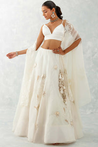 Ivory Silk Organza Cape Lehenga Set