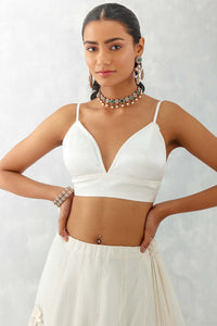 Ivory Silk Organza Cape Lehenga Set