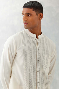 Ivory Pin Tucks Short Kurta Set