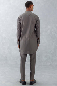 Grey Pin Tucks Short Kurta Set