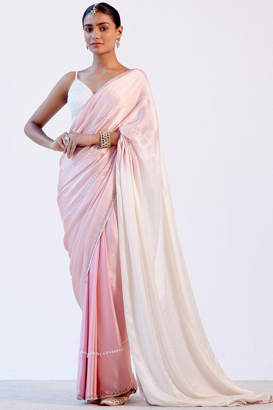Marcella Saree With Blush Pink Blouse – ananyasethnic