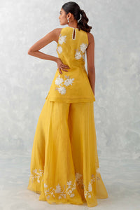 Mango Yellow Embroidered Sharara Set