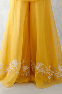 Mango Yellow Embroidered Sharara Set