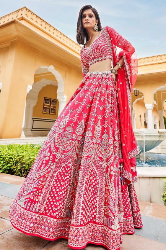 Mythili Lehenga Set Berry Sorbet