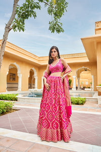 Shukra Lehenga Set - Hot Pink