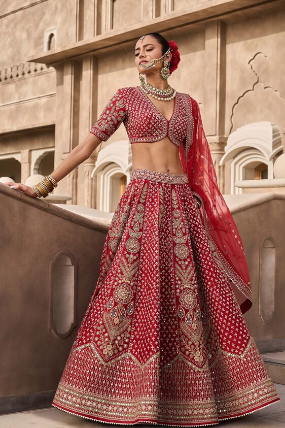 Anita dongre red cheap bridal lehenga