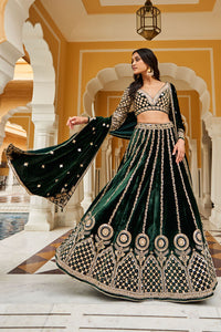 Shumaila Lehenga - Green