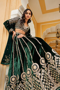 Shumaila Lehenga - Green