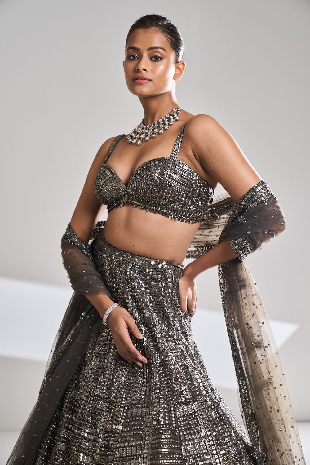 Seema Gujral  Silver Sequin Skirt Set – LIVEtheCOLLECTIVE