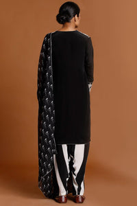 Black & Ivory Stripes Kurta Set