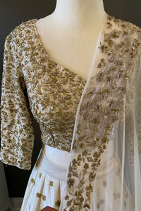 Ivory Raw Silk Lehenga Set