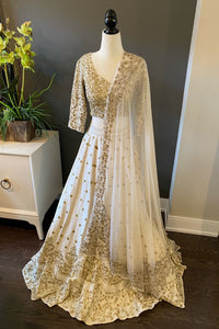 Ivory Raw Silk Lehenga Set