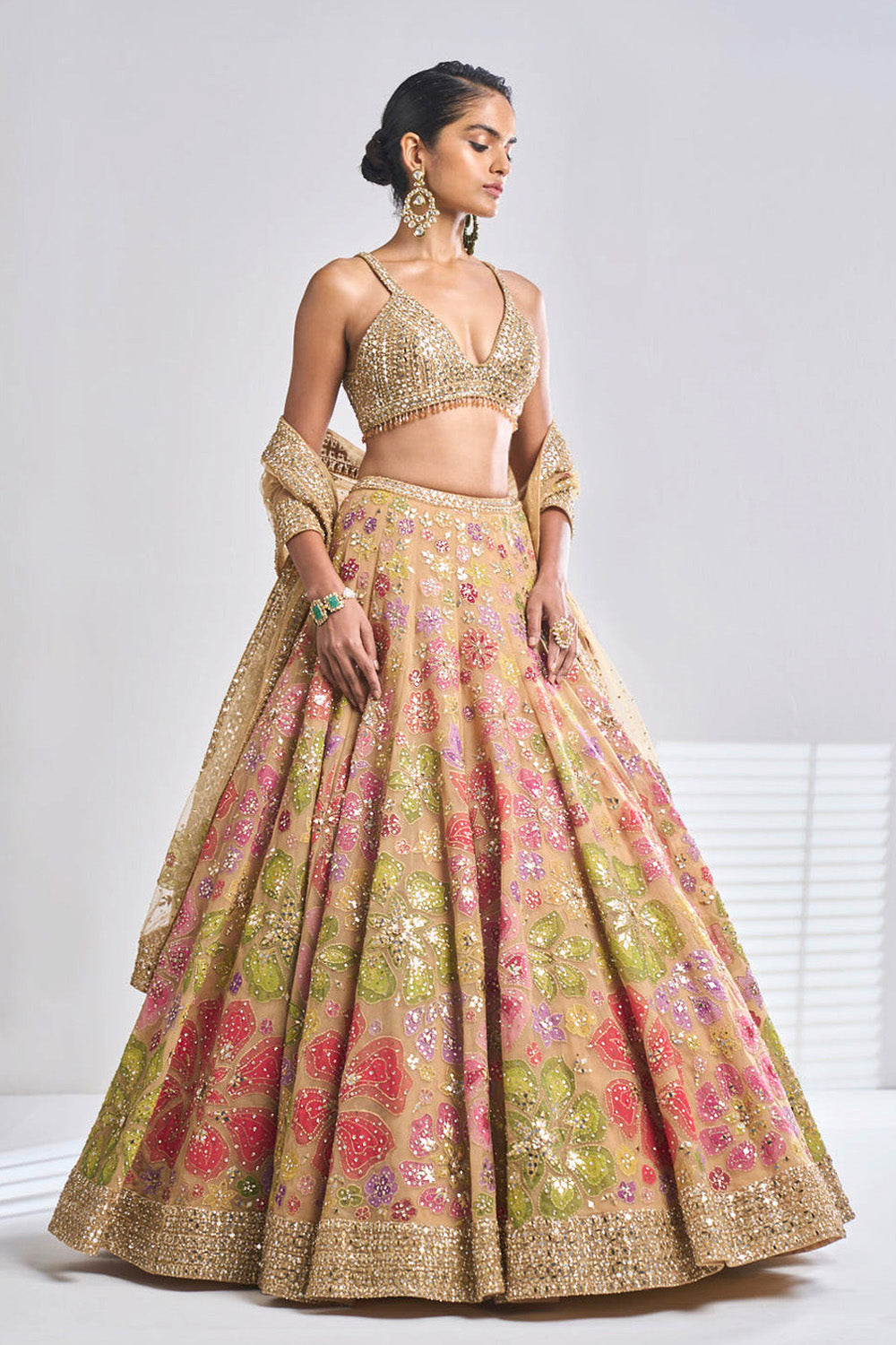 Pink and gold lehenga on sale choli