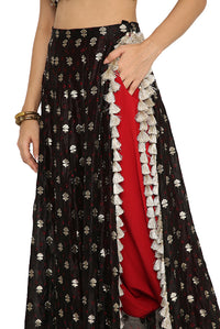 Bianca Black Choli and Low Crotch Pant Set