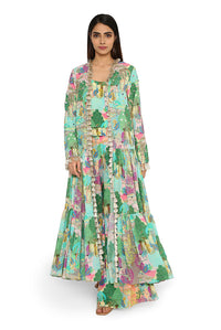 Qamar Grey Jacket and Palazzo set