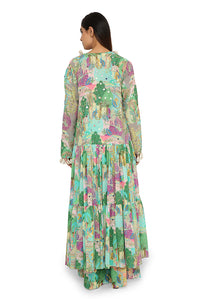 Qamar Grey Jacket and Palazzo set